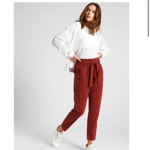 Athleta Pants - ATHLETA skyline pant rust paperbag waist tapered leg